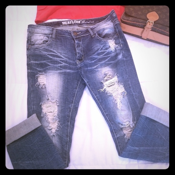 Machine Denim - Cropped distressed jeans Machine Denim - Cropped distressed jeans